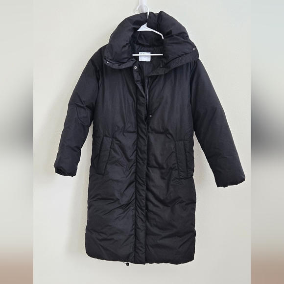 Old Navy Water Black Resistant Long Duvet Puffer Coat Size Small - Picture 3 of 12